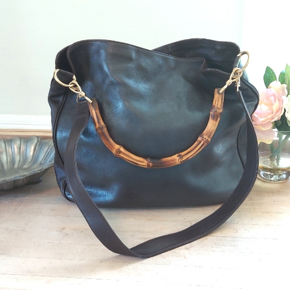 Gucci Bag, Bamboo Handle, Crossbody, Brown Leather, Goldtone Hardware, Roomy - Picture 1 of 15